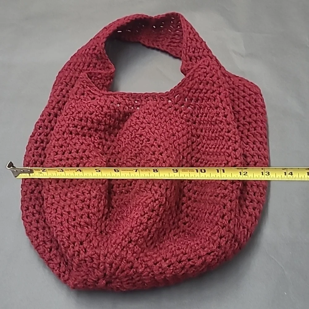 Burgundy/Maroon Boho Knit Hobo Bag